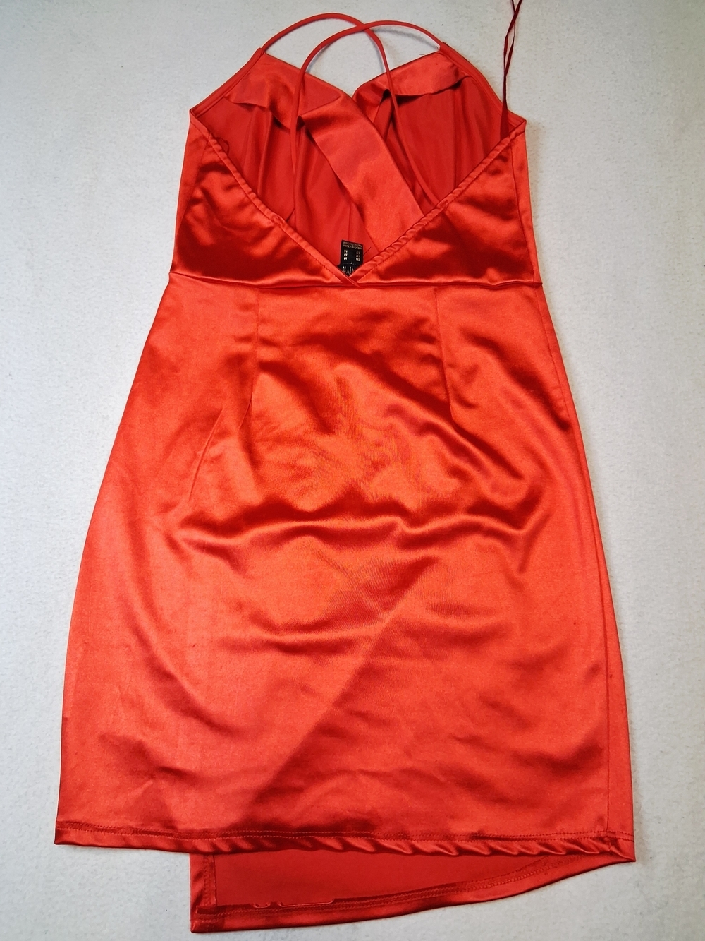 Revamped Red Satin Cami Wrap Mini Dress - Picture 6 of 6